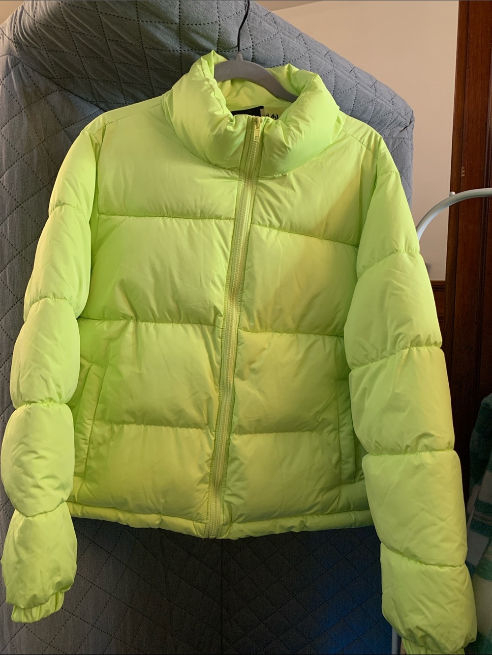 Forever 21 Neon Yellow Puffer Jacket